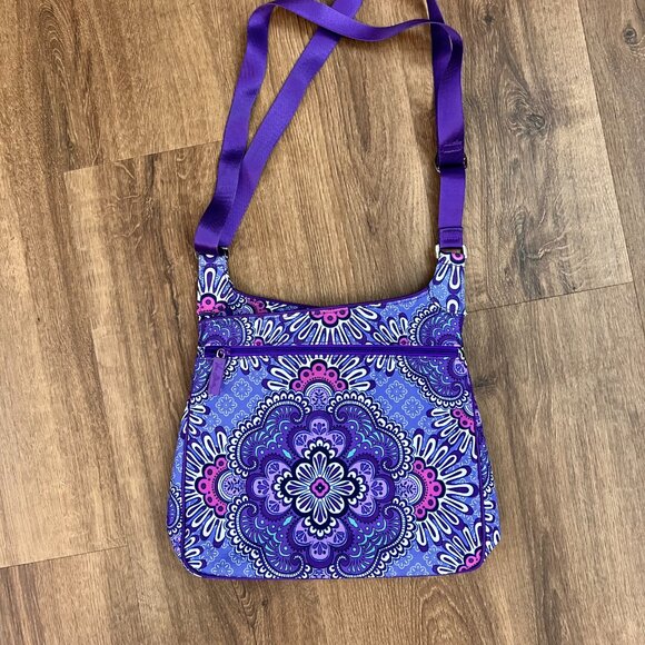Vera Bradley Lighten Up Slim Crossbody Lilac Tapestry Purple Paisley - Picture 6 of 10